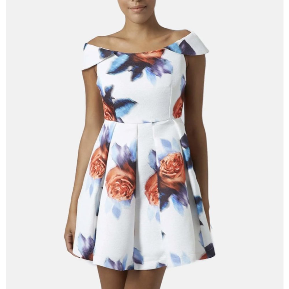 Topshop white floral dress